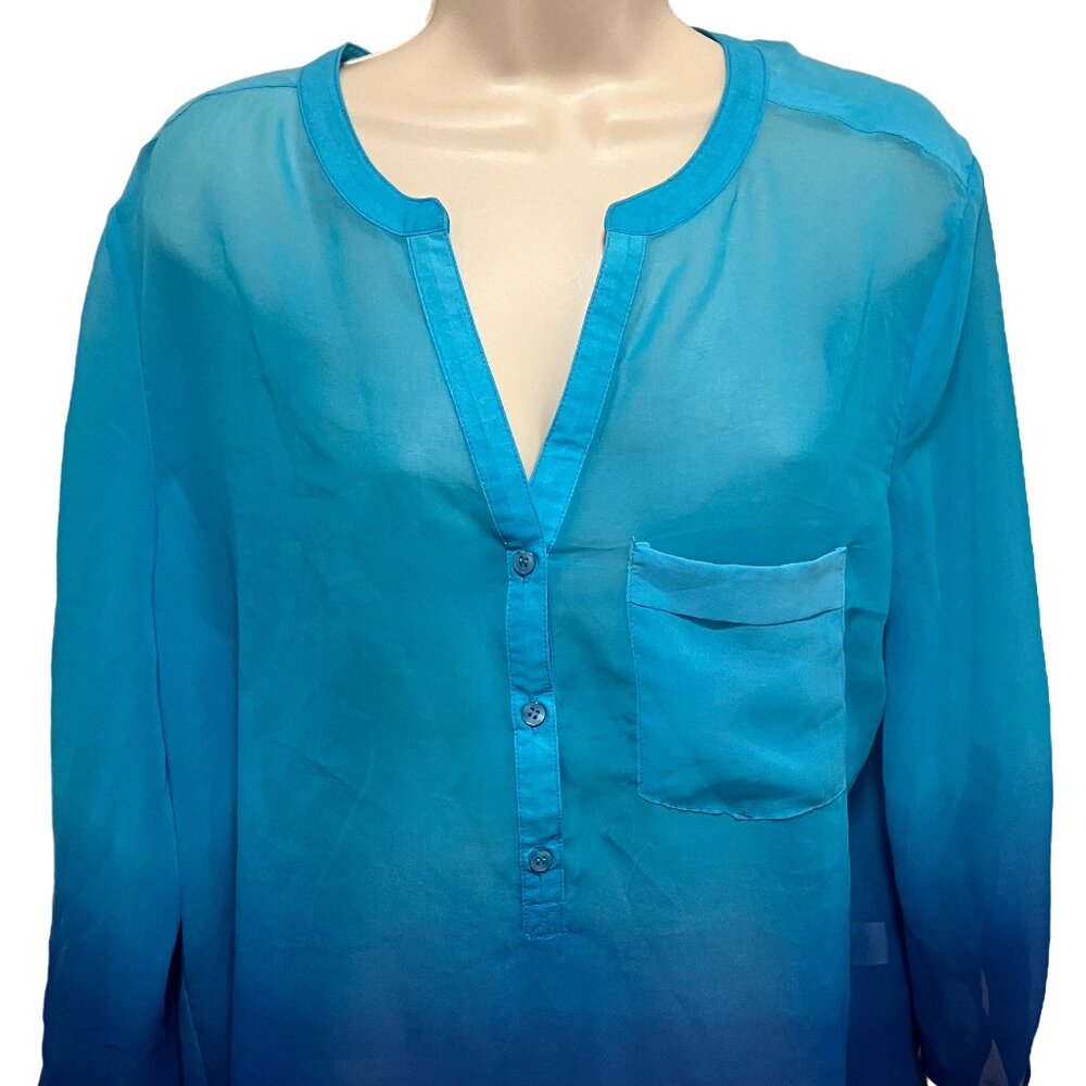 NWT Liz Claiborne Sheer Ombre Blouse Size: Large